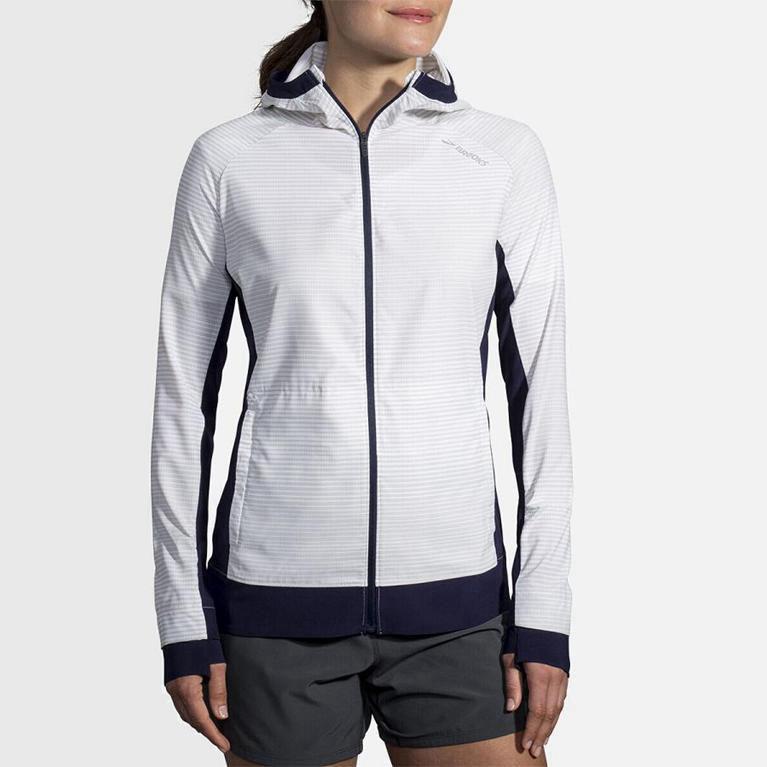 Brooks Canopy Women's Running Jackets UK Sale - White (EYKQB0281)